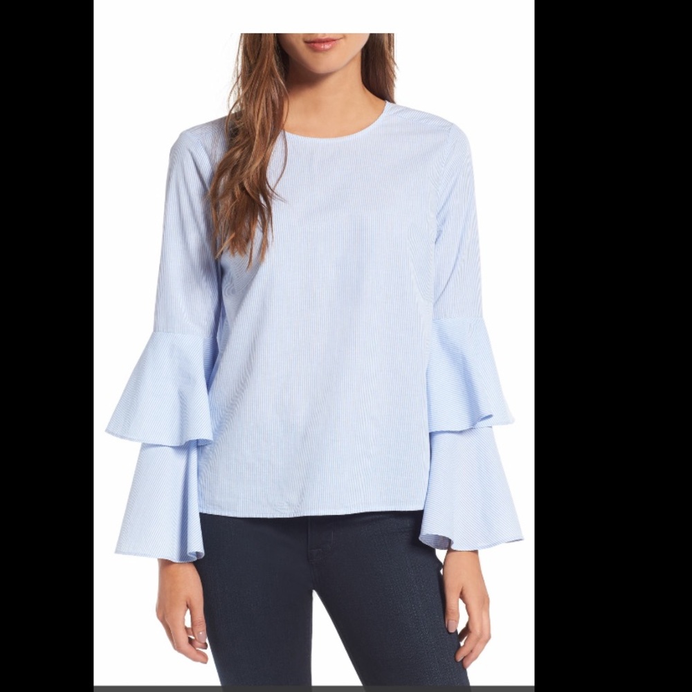 Chelsea28 Bell Sleeve Striped Top